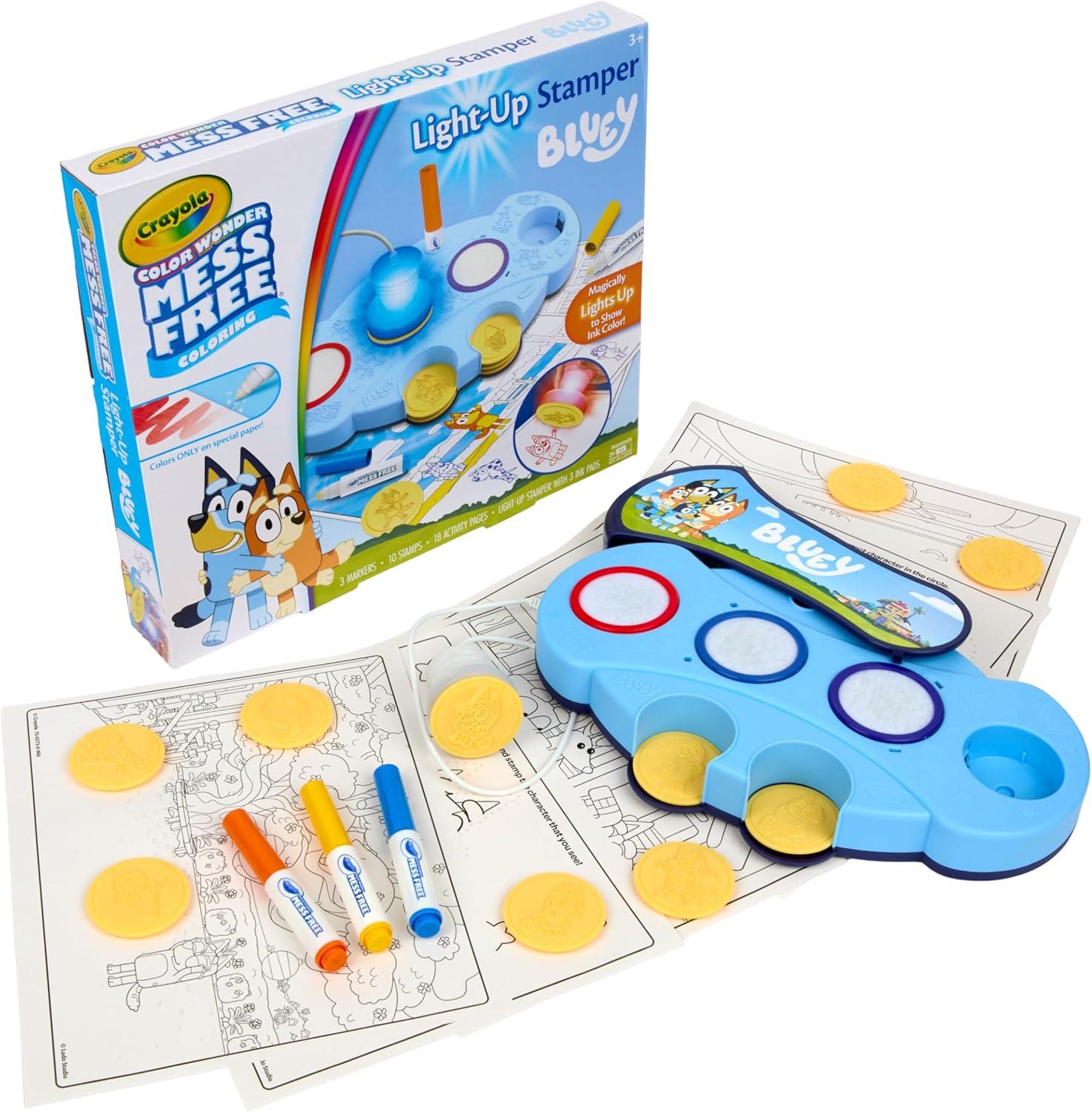 Crayola Color Wonder Mess Free Coloring Pages (50ct), Create Your Own Coloring Pages, Blank Color Wonder Refill, Toddler Toys & Gifts(Bluey Magic Light Up Stamper)