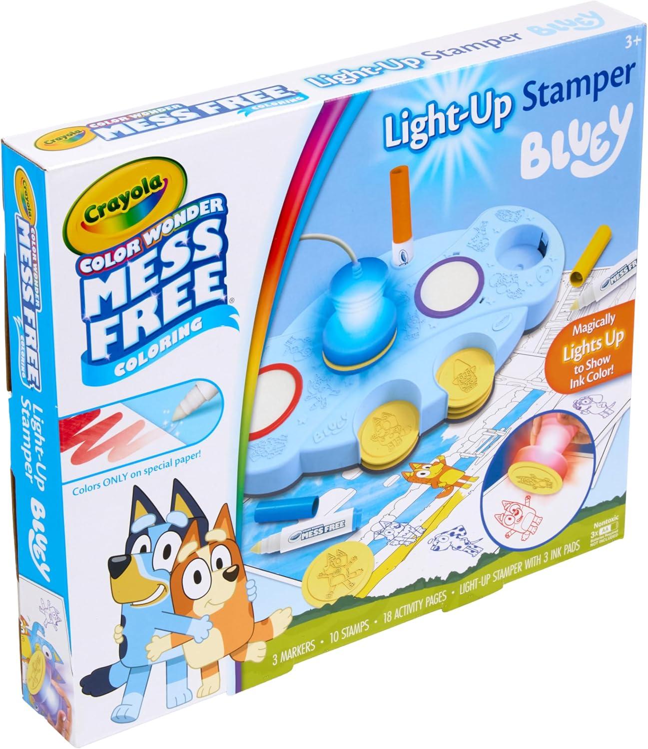 Crayola Color Wonder Mess Free Coloring Pages (50ct), Create Your Own Coloring Pages, Blank Color Wonder Refill, Toddler Toys & Gifts(Bluey Magic Light Up Stamper)