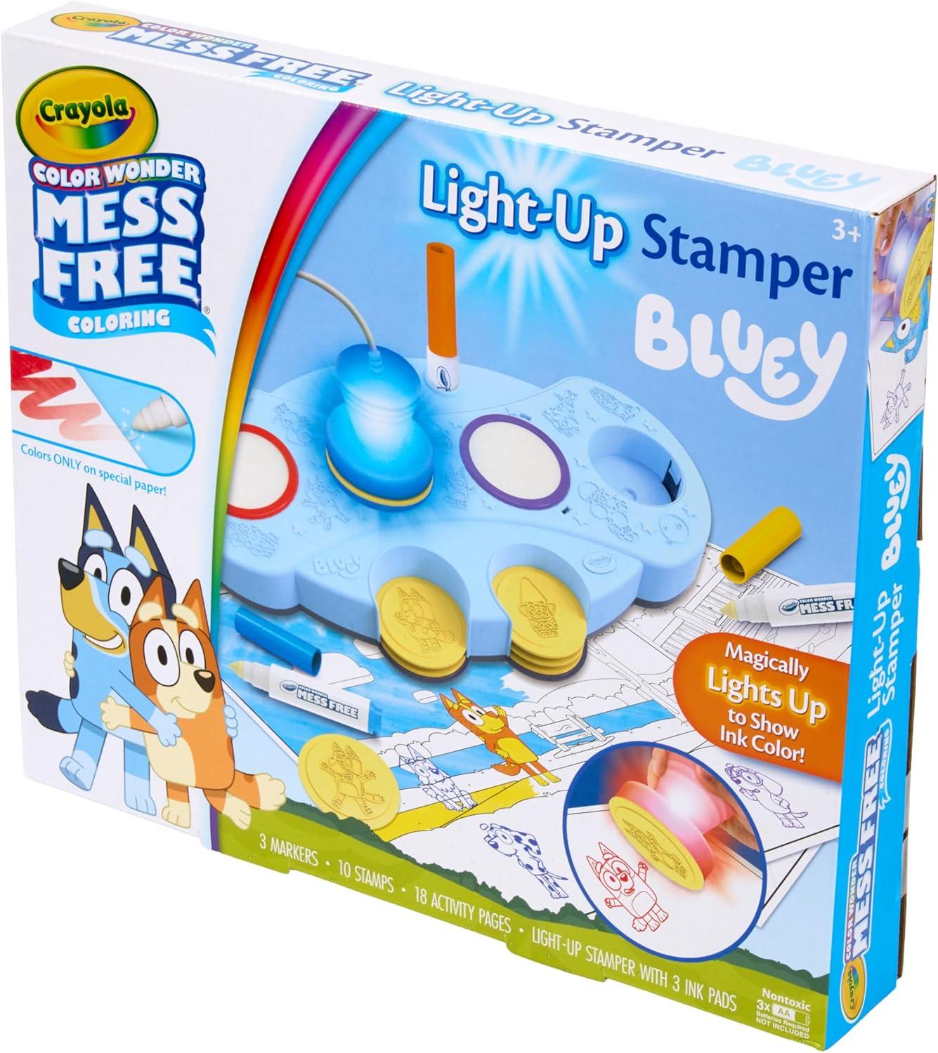 Crayola Color Wonder Mess Free Coloring Pages (50ct), Create Your Own Coloring Pages, Blank Color Wonder Refill, Toddler Toys & Gifts(Bluey Magic Light Up Stamper)