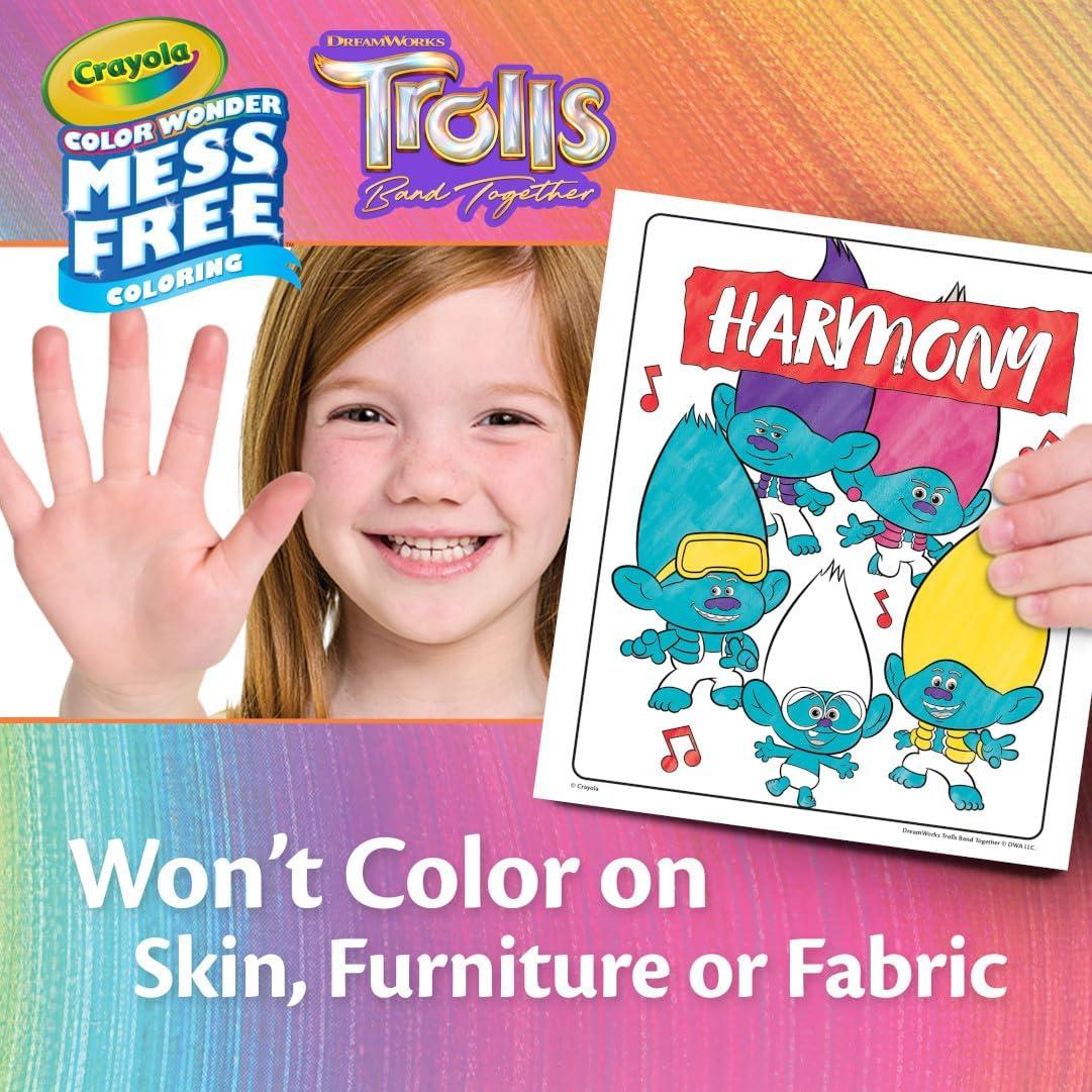 Crayola Trolls Color & Erase Sticker Activity Pad, 12 Reusable Trolls Coloring Pages & 100 Stickers, Gift(Color Wonder)