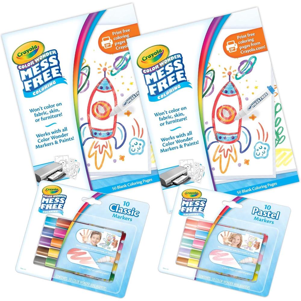 Crayola Color Wonder Mess Free Fingerpaint & Stamper Kit, Safari Stamps for Kids, Color Reveal Ink, Toddler Activity, Gifts, 3+(Coloring Kit)