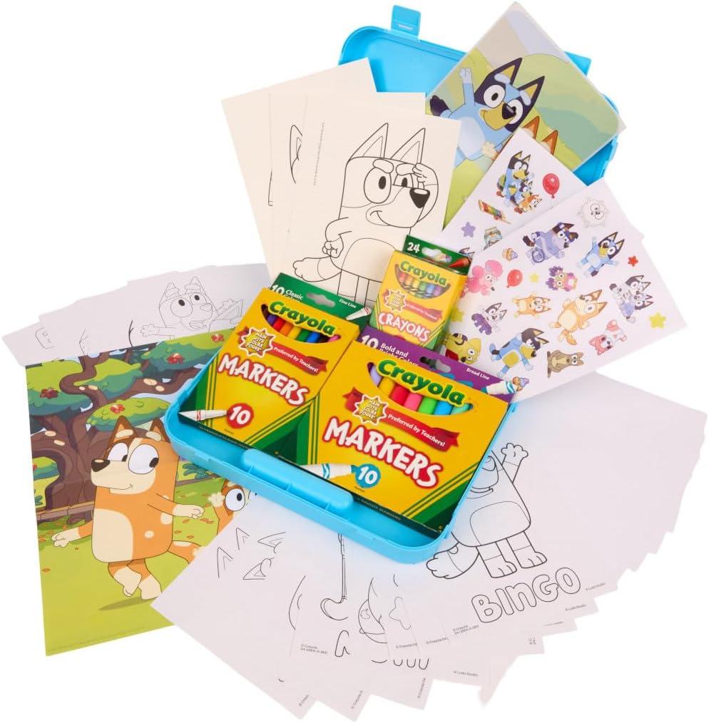 Crayola Color Wonder Bluey Activity Kit, Mess Free Coloring for Toddlers, Holiday & Christmas Gifts for Kids, Art Set for Kids, Plane Essential, Bluey Toys, 3+(Art Case)