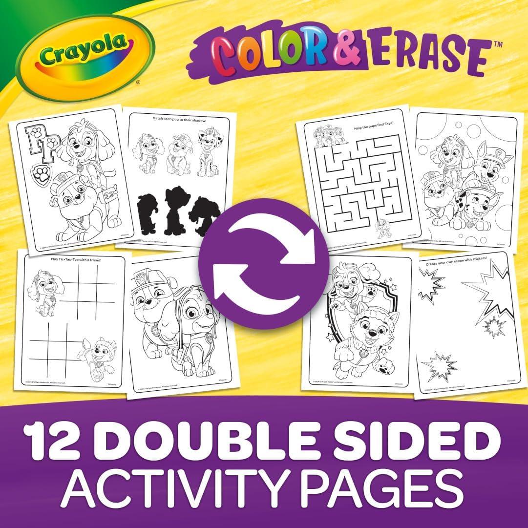 Crayola PAW Patrol Sticker Activity Pad, 12 PAW Patrol Coloring Pages, 100+ Stickers, Travel Activity, PAW Patrol Toys, Toddler Gifts(Color & Erase)