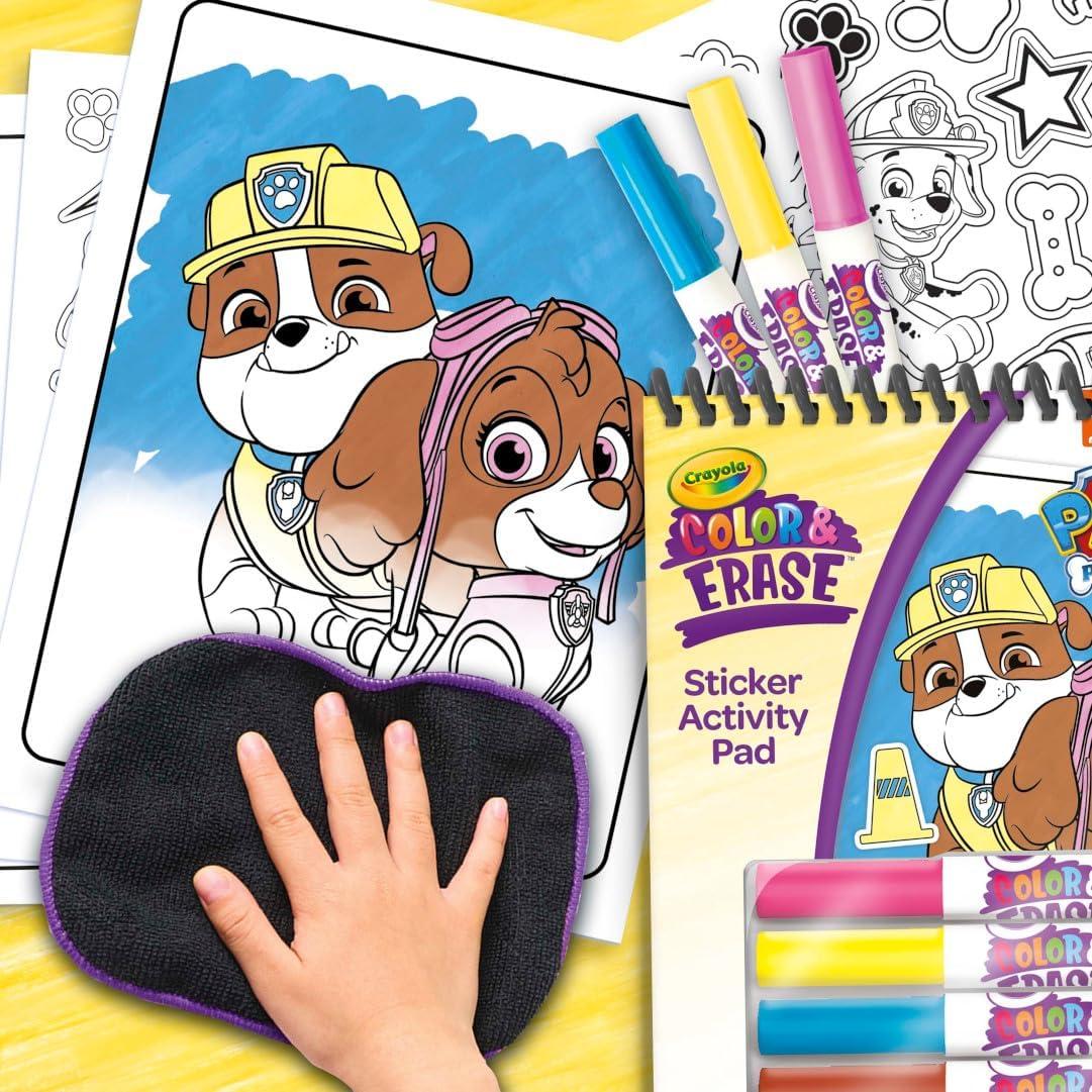 Crayola PAW Patrol Sticker Activity Pad, 12 PAW Patrol Coloring Pages, 100+ Stickers, Travel Activity, PAW Patrol Toys, Toddler Gifts(Color & Erase)