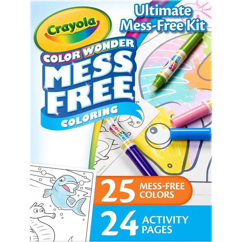 Crayola Color Wonder Mess Free Fingerpaint & Stamper Kit, Safari Stamps for Kids, Color Reveal Ink, Toddler Activity, Gifts, 3+(Art Set)