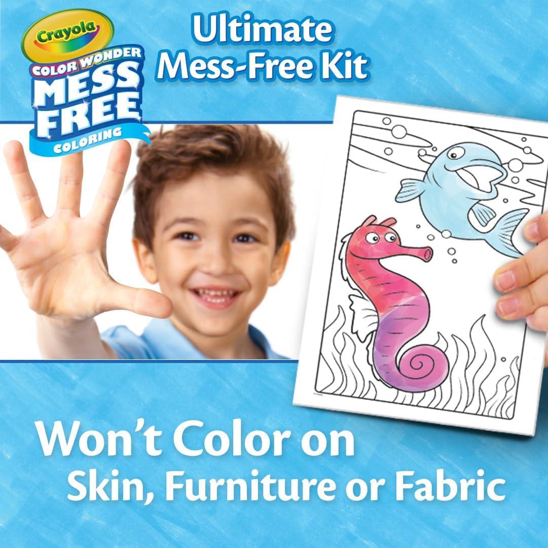 Crayola Color Wonder Mess Free Fingerpaint & Stamper Kit, Safari Stamps for Kids, Color Reveal Ink, Toddler Activity, Gifts, 3+(Art Set)