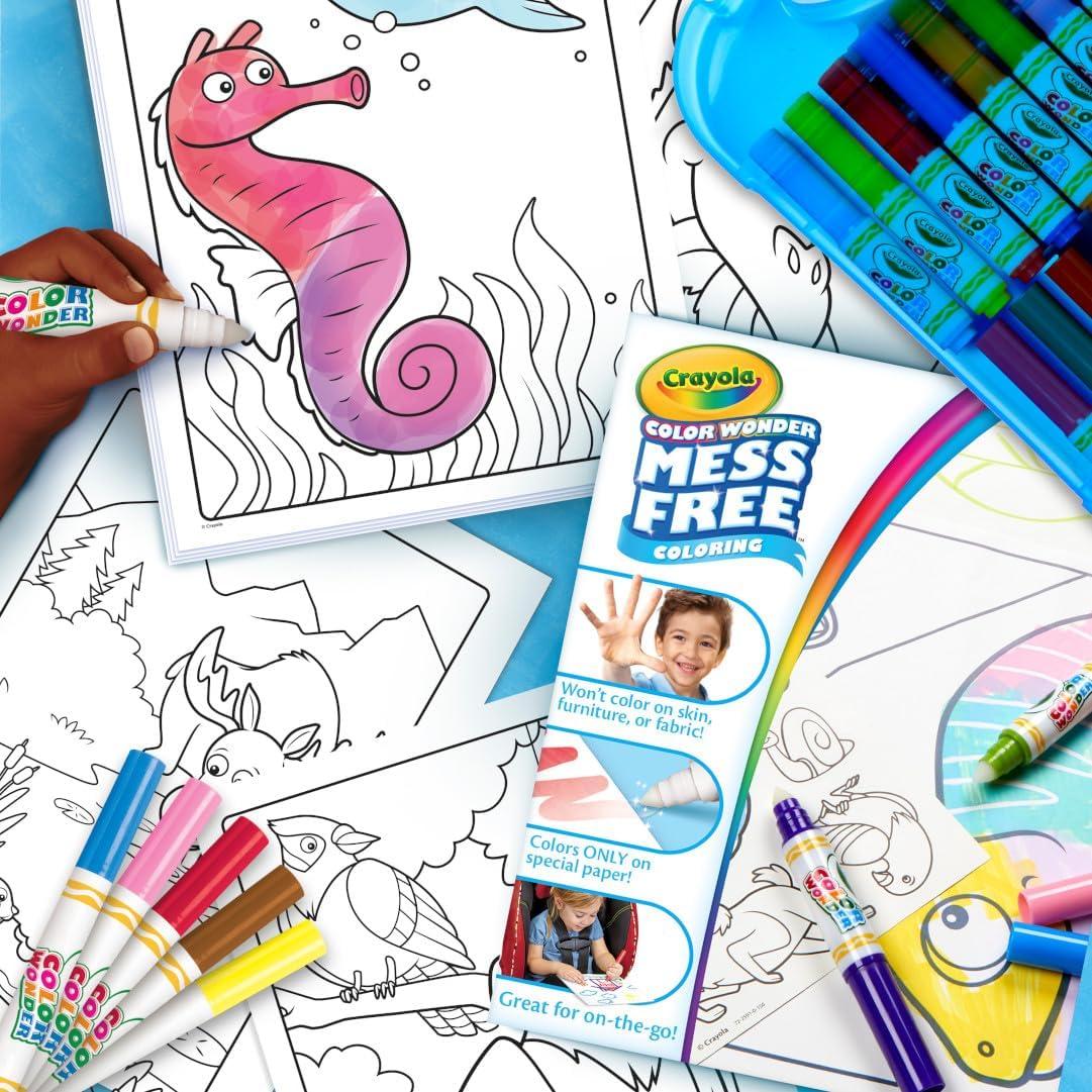 Crayola Color Wonder Mess Free Fingerpaint & Stamper Kit, Safari Stamps for Kids, Color Reveal Ink, Toddler Activity, Gifts, 3+(Art Set)