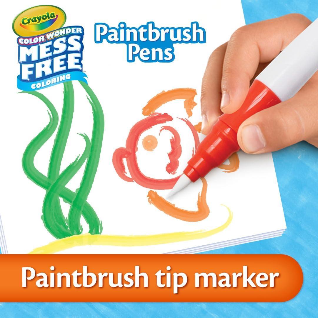 Crayola Color Wonder Mess Free Fingerpaint & Stamper Kit, Safari Stamps for Kids, Color Reveal Ink, Toddler Activity, Gifts, 3+(Paint Brush Pens)