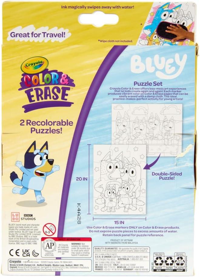 Crayola Color Wonder Bluey Activity Kit, Mess Free Coloring for Toddlers, Holiday & Christmas Gifts for Kids, Art Set for Kids, Plane Essential, Bluey Toys, 3+(Color & Erase: Bluey Puzzle Set)