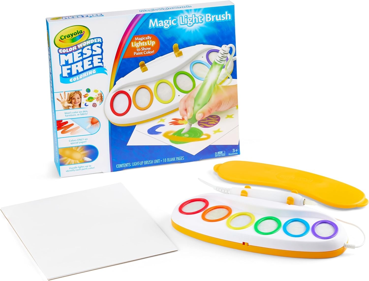 Crayola Color Wonder Magic Light Brush Featuring Ms. Rachel, MessFree Coloring Set with Songs, Paint Set for Toddlers, Art Gift for Kids, Ages 3 & Up(25 Piece Set)