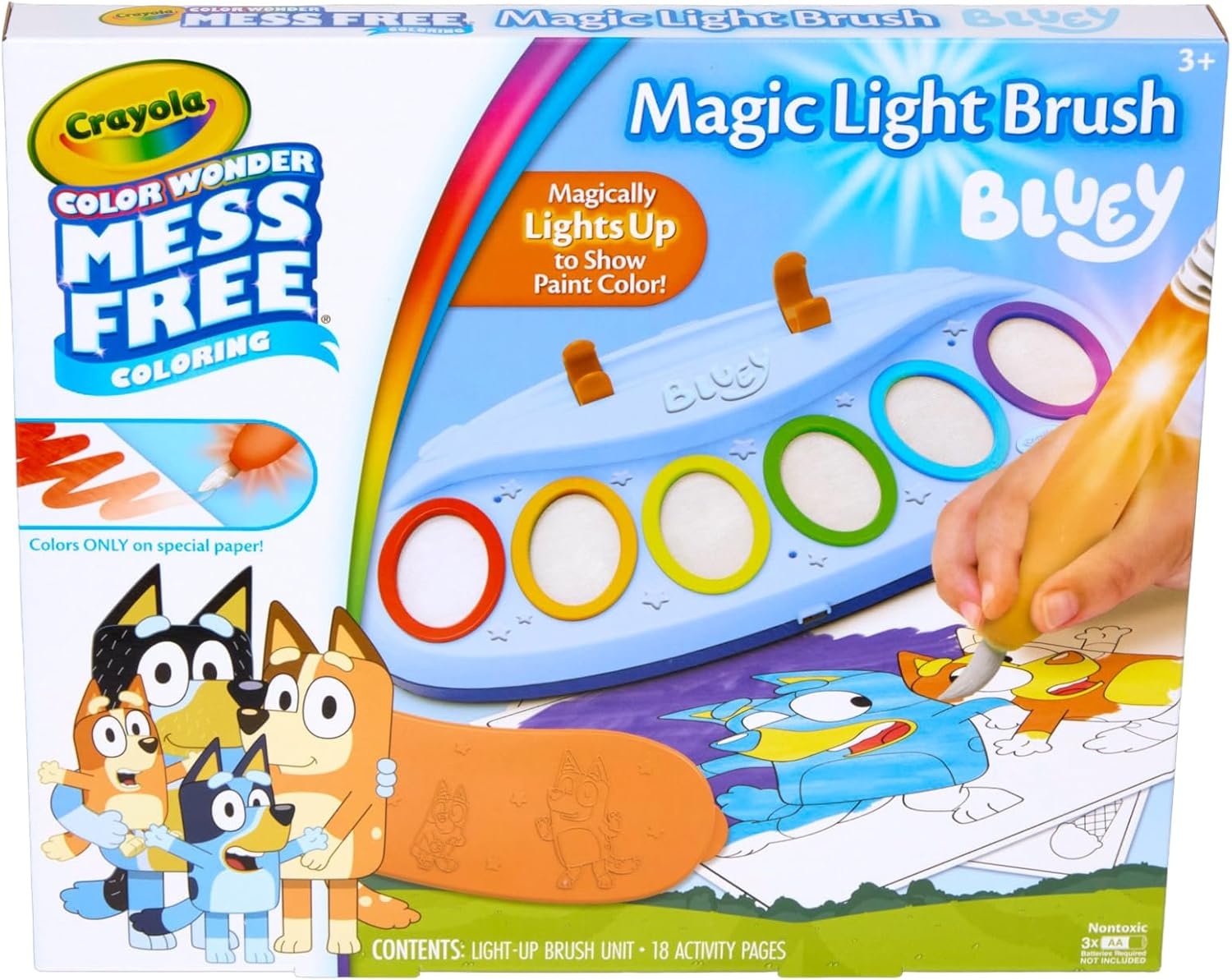 Crayola Color Wonder Magic Light Brush Featuring Ms. Rachel, MessFree Coloring Set with Songs, Paint Set for Toddlers, Art Gift for Kids, Ages 3 & Up(8.5 x 11 inches)