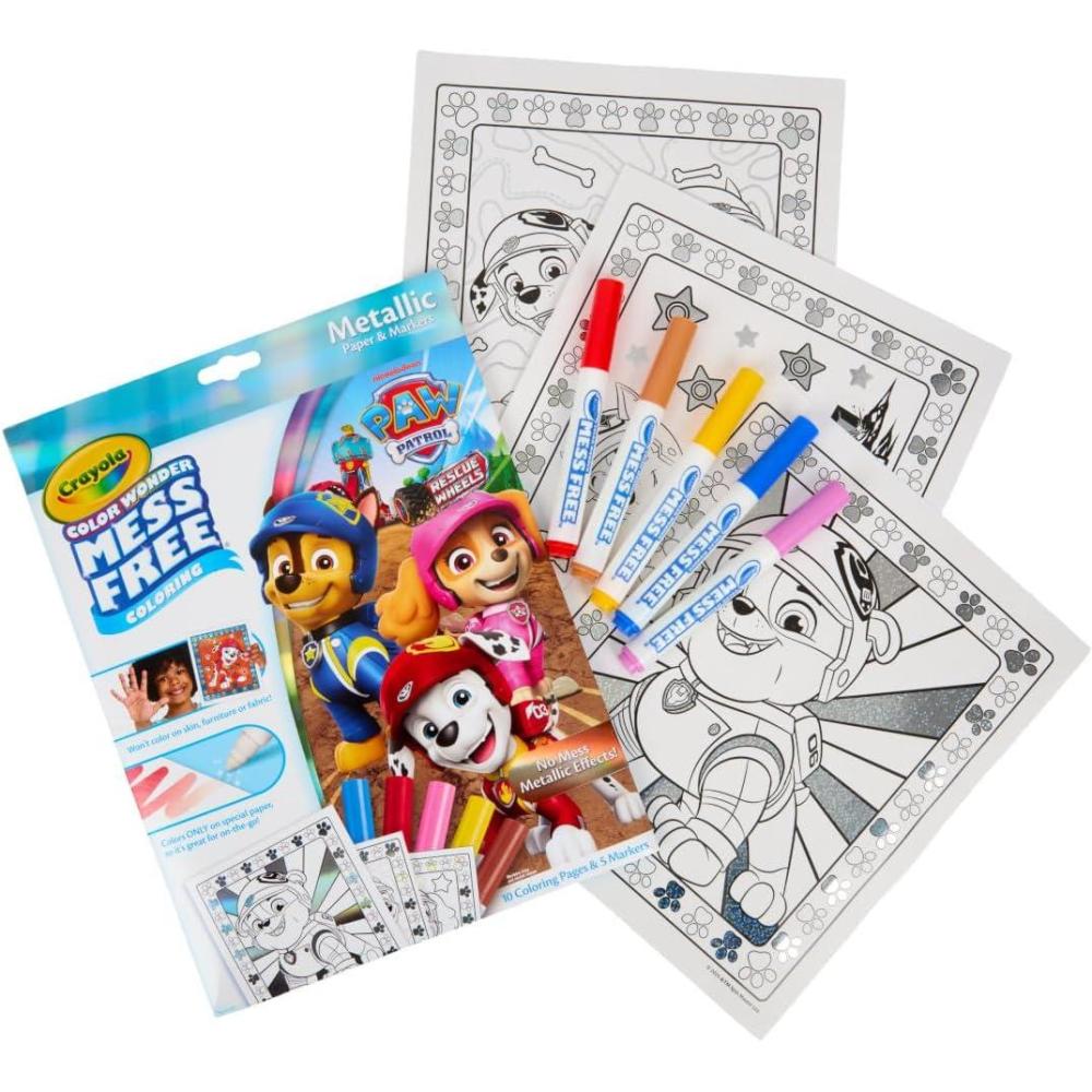 Crayola PAW Patrol Sticker Activity Pad, 12 PAW Patrol Coloring Pages, 100+ Stickers, Travel Activity, PAW Patrol Toys, Toddler Gifts(Metallic)