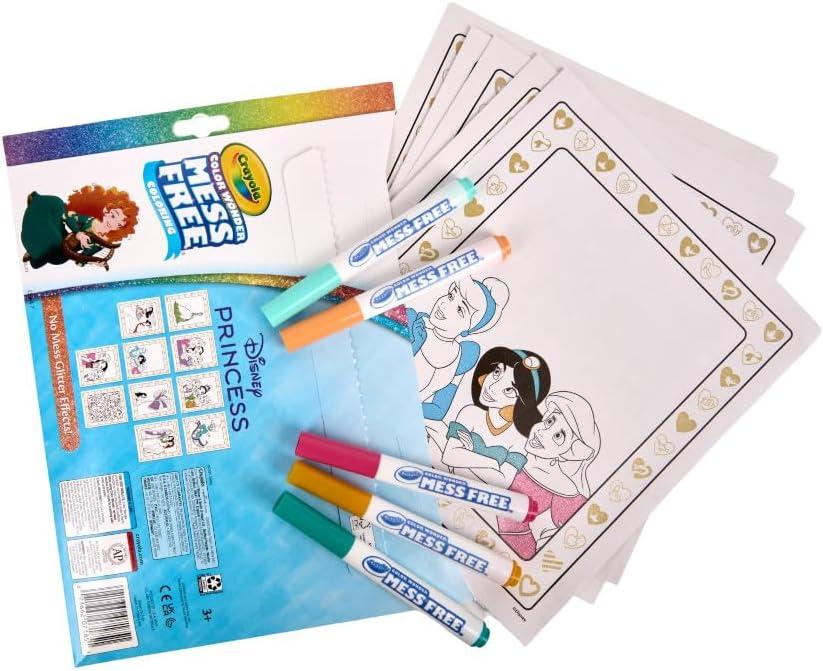 Crayola Color Wonder Disney Princess Glitter Coloring Pages & Mess Free Markers, Coloring Set, Gift for Toddlers 3 & Up