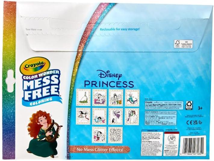 Crayola Color Wonder Disney Princess Glitter Coloring Pages & Mess Free Markers, Coloring Set, Gift for Toddlers 3 & Up