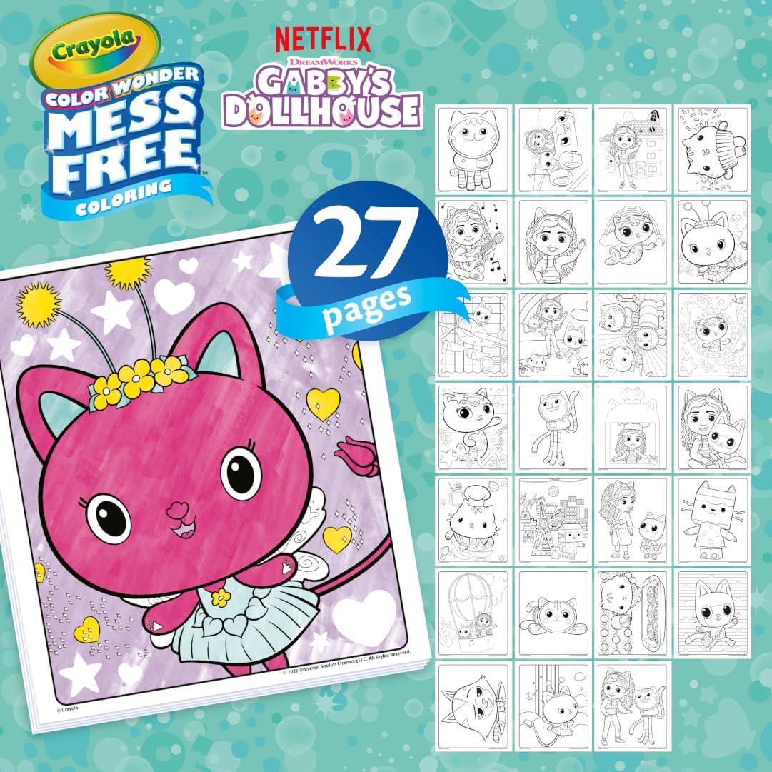 Crayola Color Wonder Mess Free Fingerpaint & Stamper Kit, Safari Stamps for Kids, Color Reveal Ink, Toddler Activity, Gifts, 3+(Gabby’s Dollhouse Activity Kit)