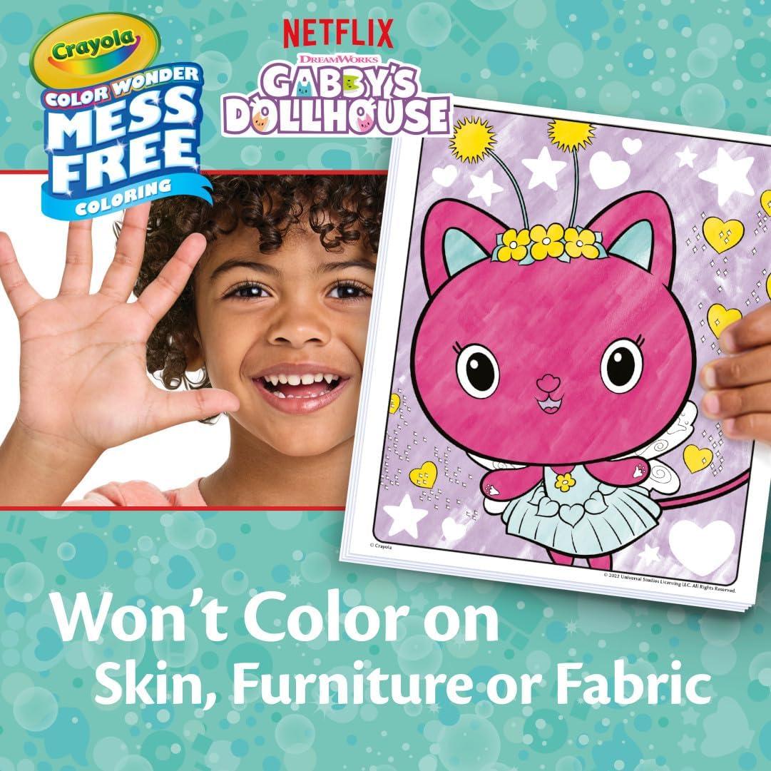 Crayola Color Wonder Mess Free Fingerpaint & Stamper Kit, Safari Stamps for Kids, Color Reveal Ink, Toddler Activity, Gifts, 3+(Gabby’s Dollhouse Activity Kit)