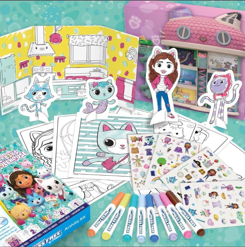 Crayola Color Wonder Mess Free Fingerpaint & Stamper Kit, Safari Stamps for Kids, Color Reveal Ink, Toddler Activity, Gifts, 3+(Gabby’s Dollhouse Activity Kit)