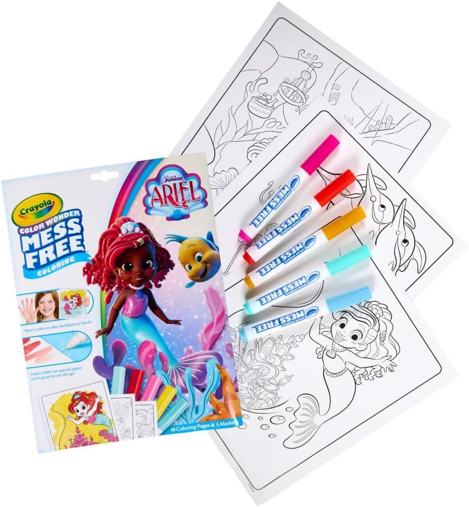 Crayola Color Wonder Disney Junior Ariel Mess Free Coloring Pages, Gift for Toddlers, Travel Activity, Disney Coloring, Ages 3+(Ariel)