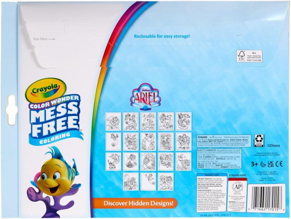 Crayola Color Wonder Disney Junior Ariel Mess Free Coloring Pages, Gift for Toddlers, Travel Activity, Disney Coloring, Ages 3+(Ariel)