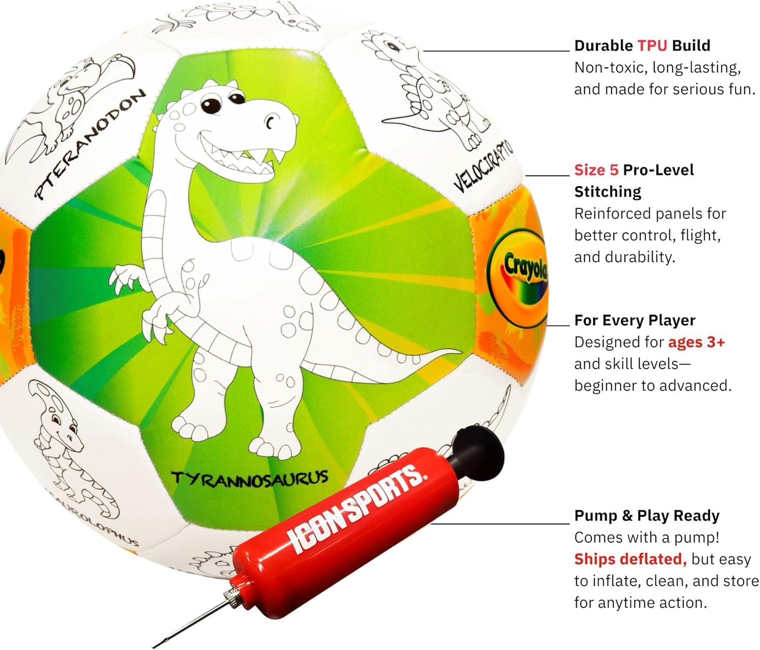 Crayola Official Soccer Ball – Unisex Kids – Multiplication Box Size 3(Dinosaur)