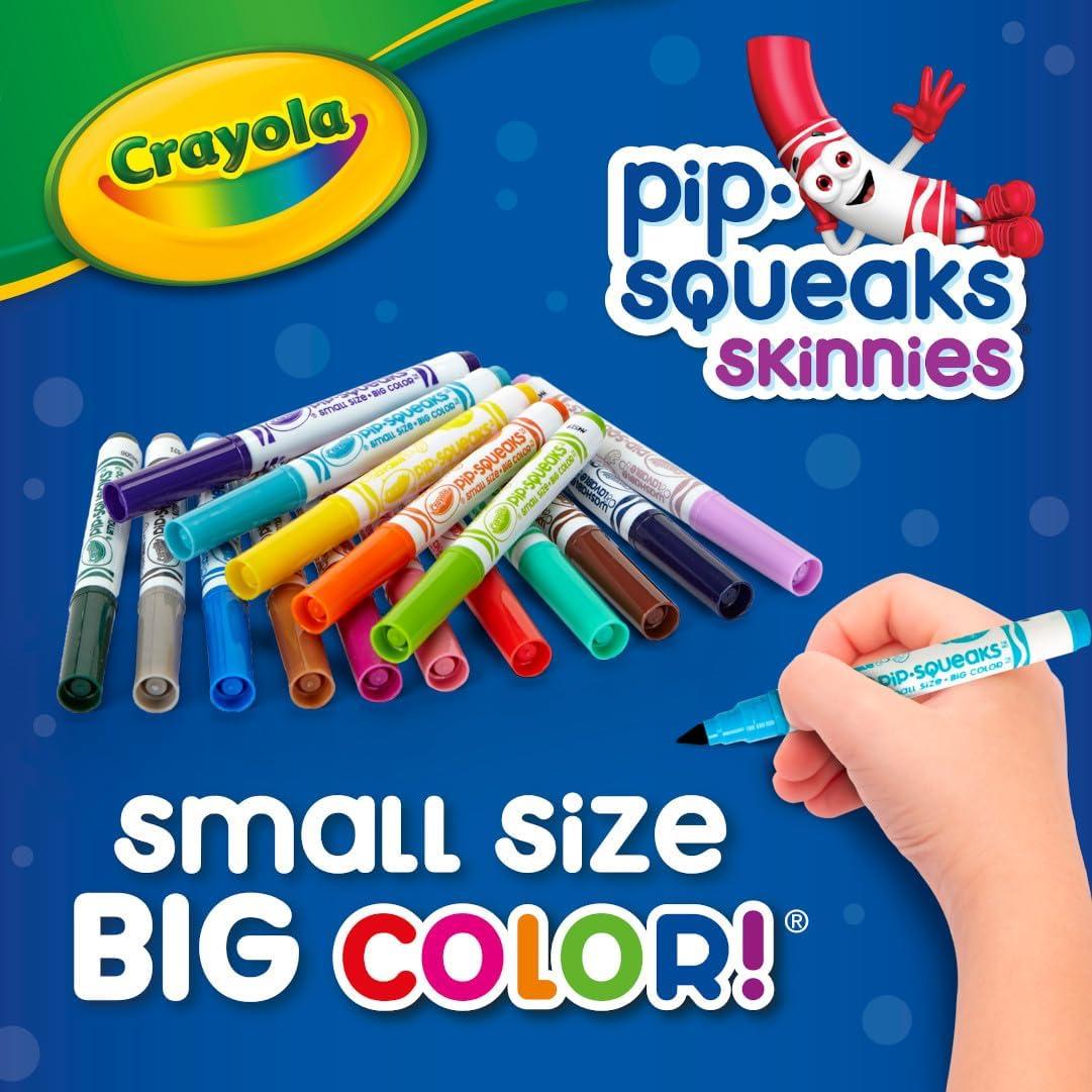 Crayola Pip-Squeaks Skinnies Washable Markers (64ct), Mini Markers for Kids, Coloring Markers, Craft Supplies, Kids Holiday Gift, 3+(64 Count (Pack of 1))
