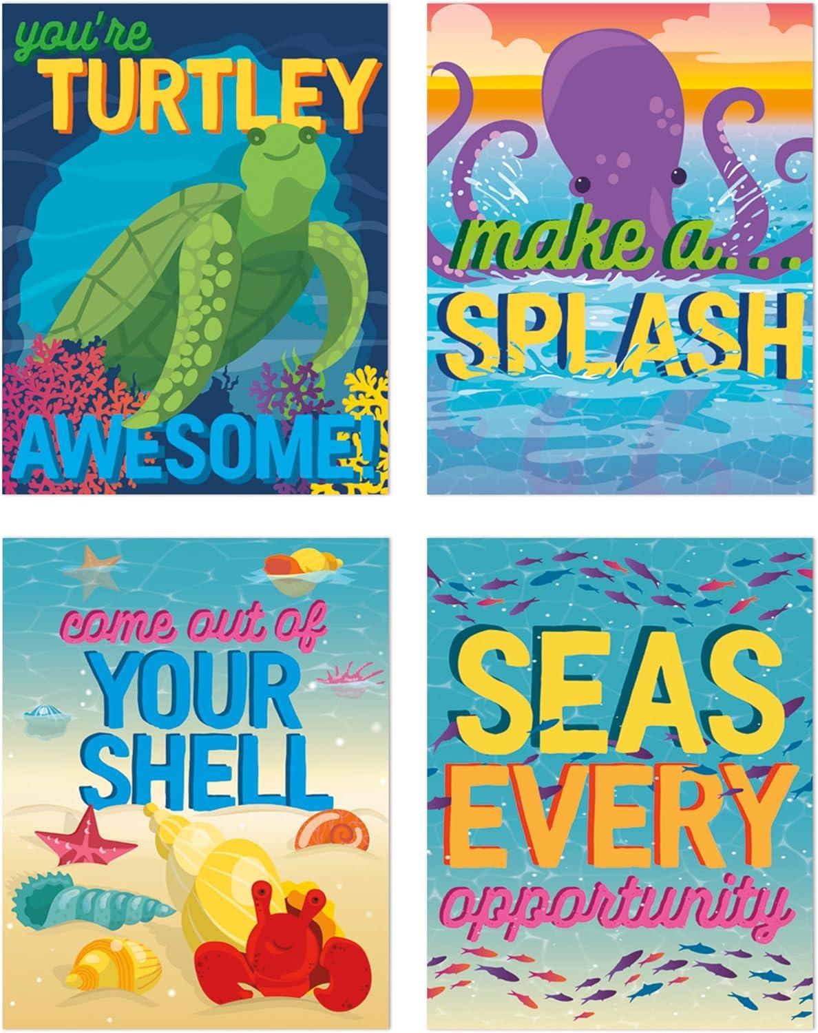 Eureka Crayola Colors of Kindness Mini Classroom Poster Set for Teachers, 11″ x 14″, 8 Pieces(Seas the Day)