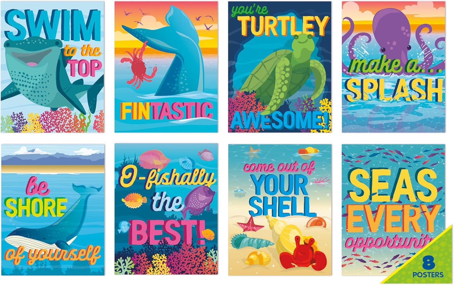 Eureka Crayola Colors of Kindness Mini Classroom Poster Set for Teachers, 11″ x 14″, 8 Pieces(Seas the Day)