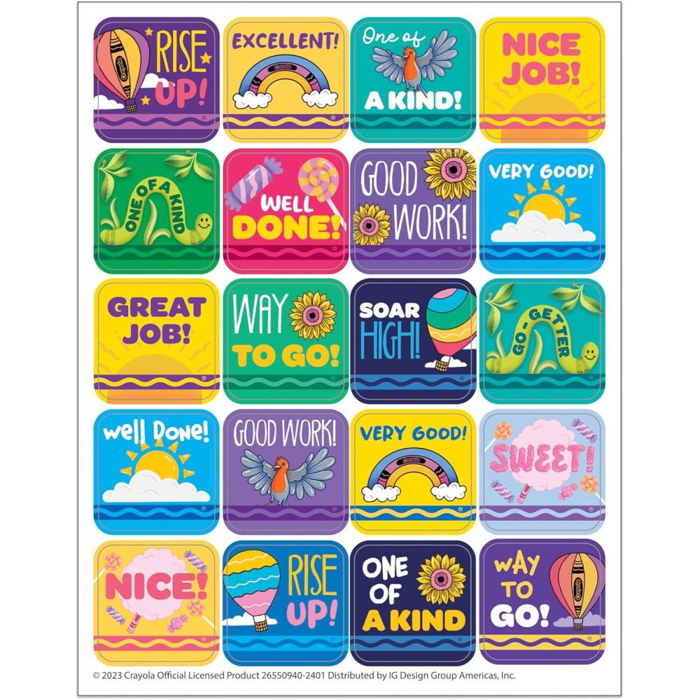 Eureka Crayola Colors of Kindness Stickers for Kids and Teachers, Multicolor, 120 Pieces