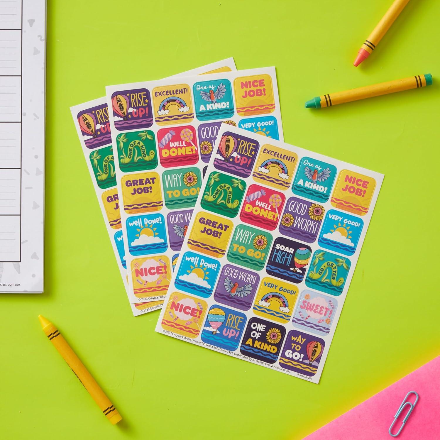 Eureka Crayola Colors of Kindness Stickers for Kids and Teachers, Multicolor, 120 Pieces