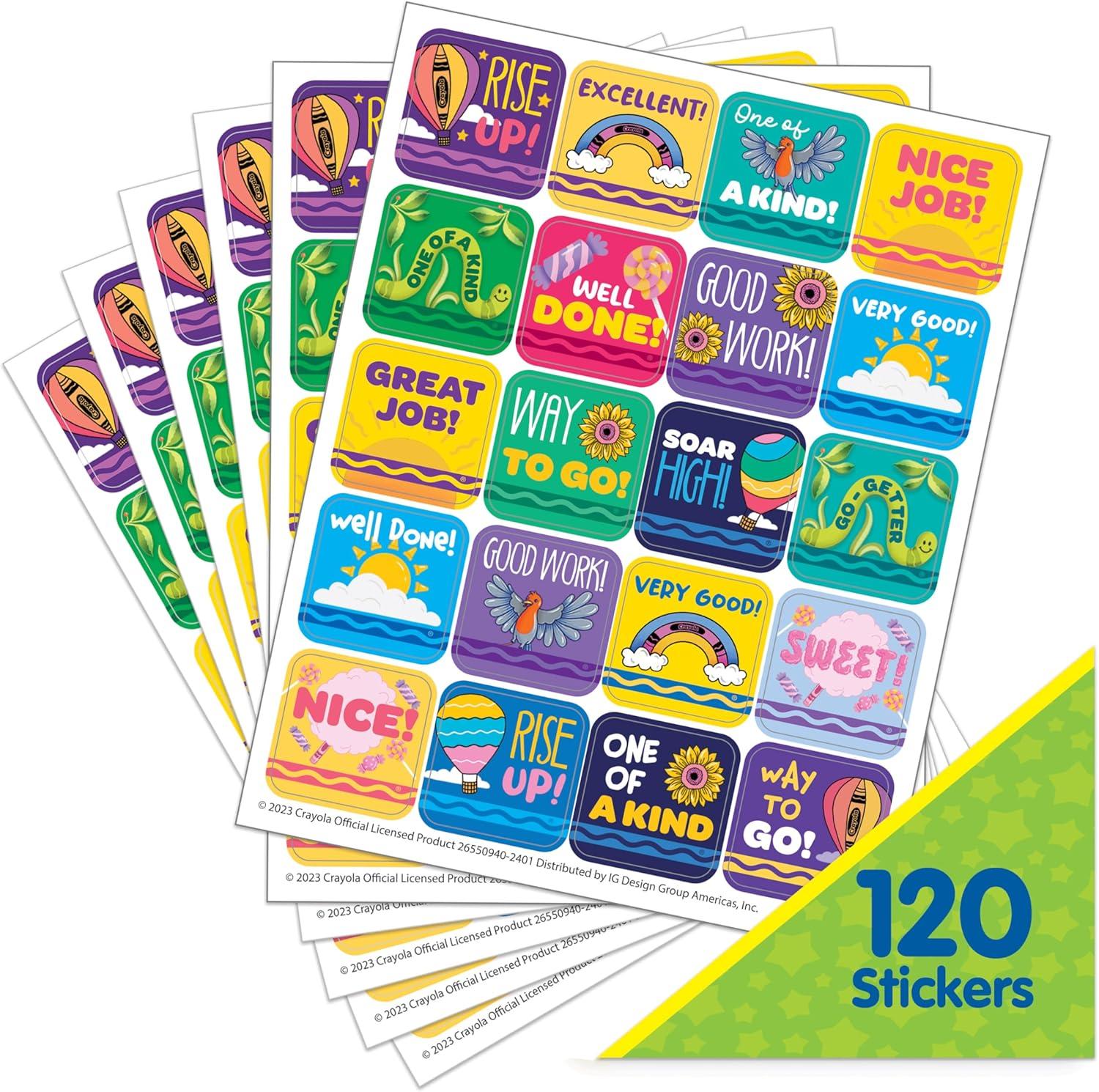 Eureka Crayola Colors of Kindness Stickers for Kids and Teachers, Multicolor, 120 Pieces