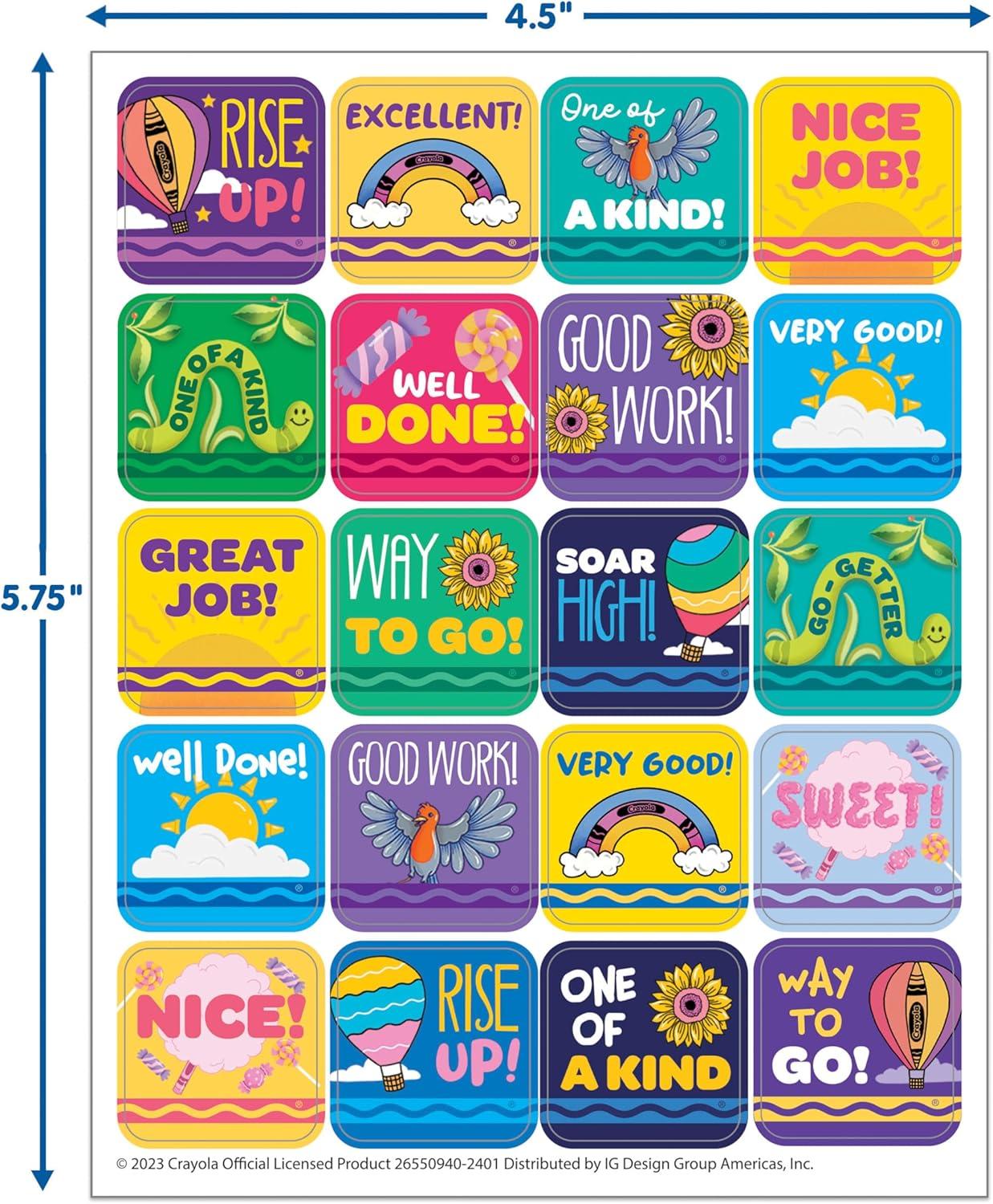 Eureka Crayola Colors of Kindness Stickers for Kids and Teachers, Multicolor, 120 Pieces