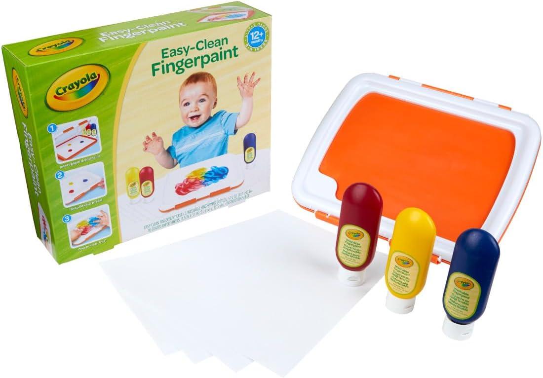 Crayola Mess Free Finger Painting Station – Washable Finger Paint for Toddlers, Christmas Gifts for Grandkids, Arts & Crafts Set, Sensory Activity, Travel Toy, Ages 1+(Fingerpaint)
