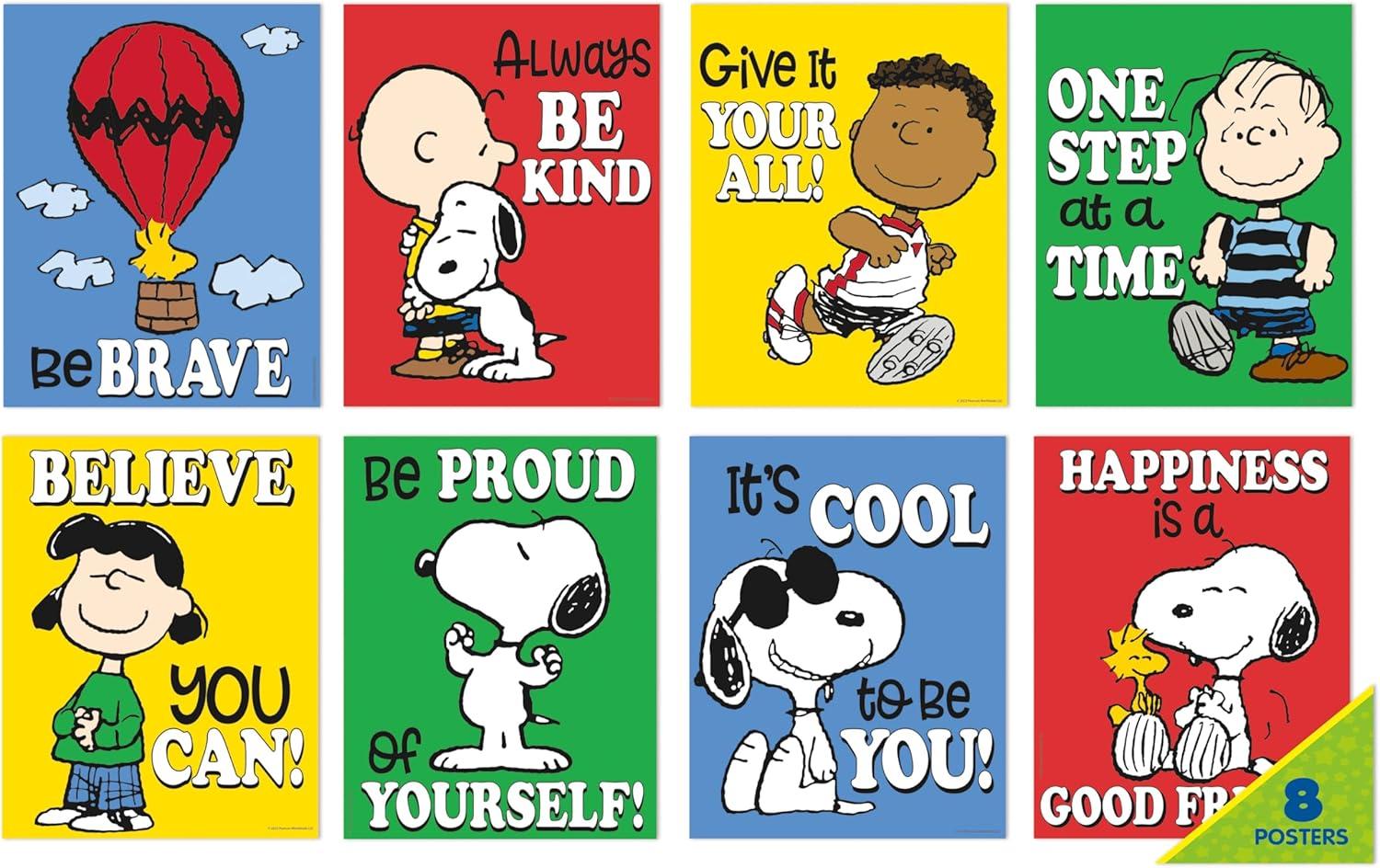 Eureka Crayola Colors of Kindness Mini Classroom Poster Set for Teachers, 11″ x 14″, 8 Pieces(Peanuts)