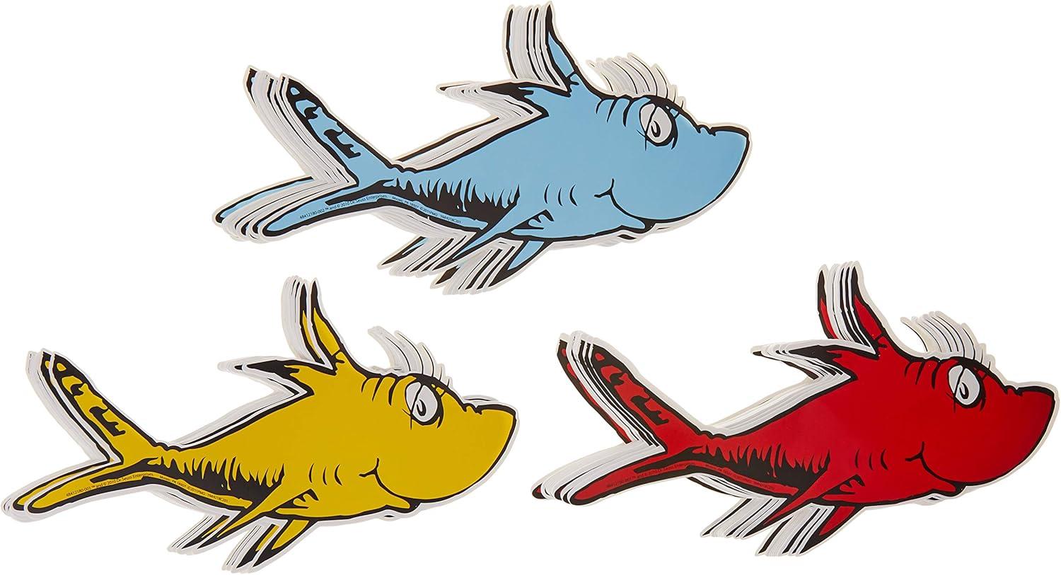Eureka Crayola Crayons Paper Cut-Out Classroom Decorations for Teachers, 36 Pieces(One Fish Two Fish)