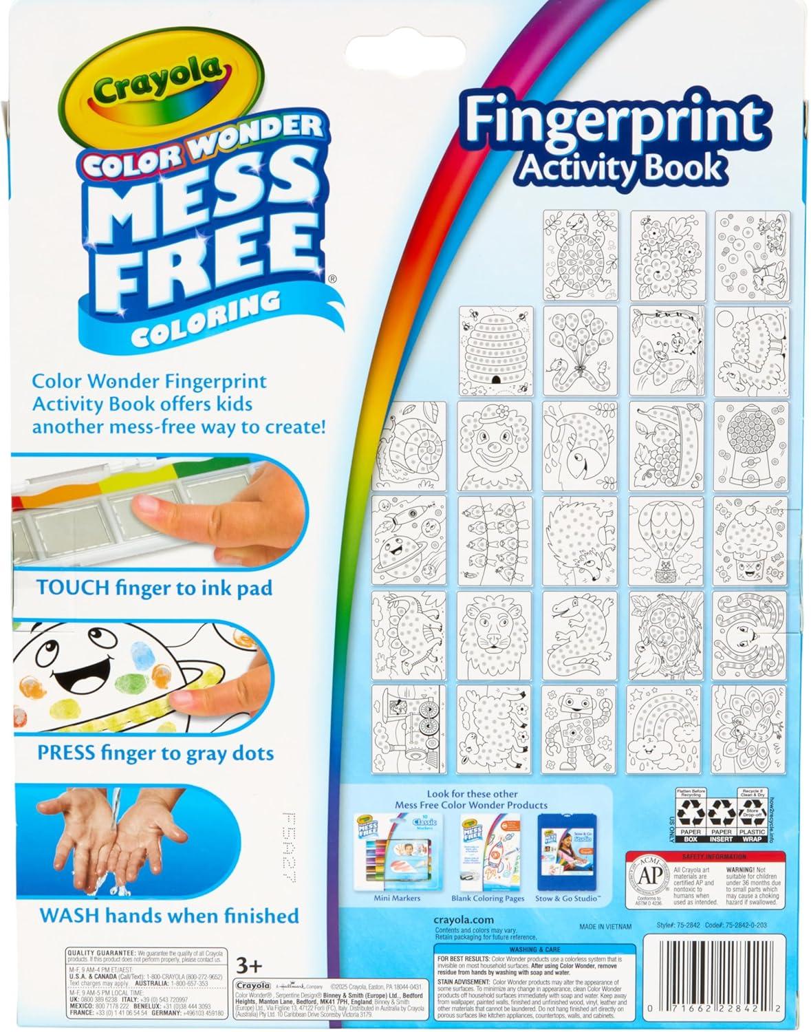 Crayola Color Wonder Mess Free Fingerprint Ink Painting Activity Set, Toddler Finger Painting Alternative, Stocking Stuffers for Kids, Holiday Gifts