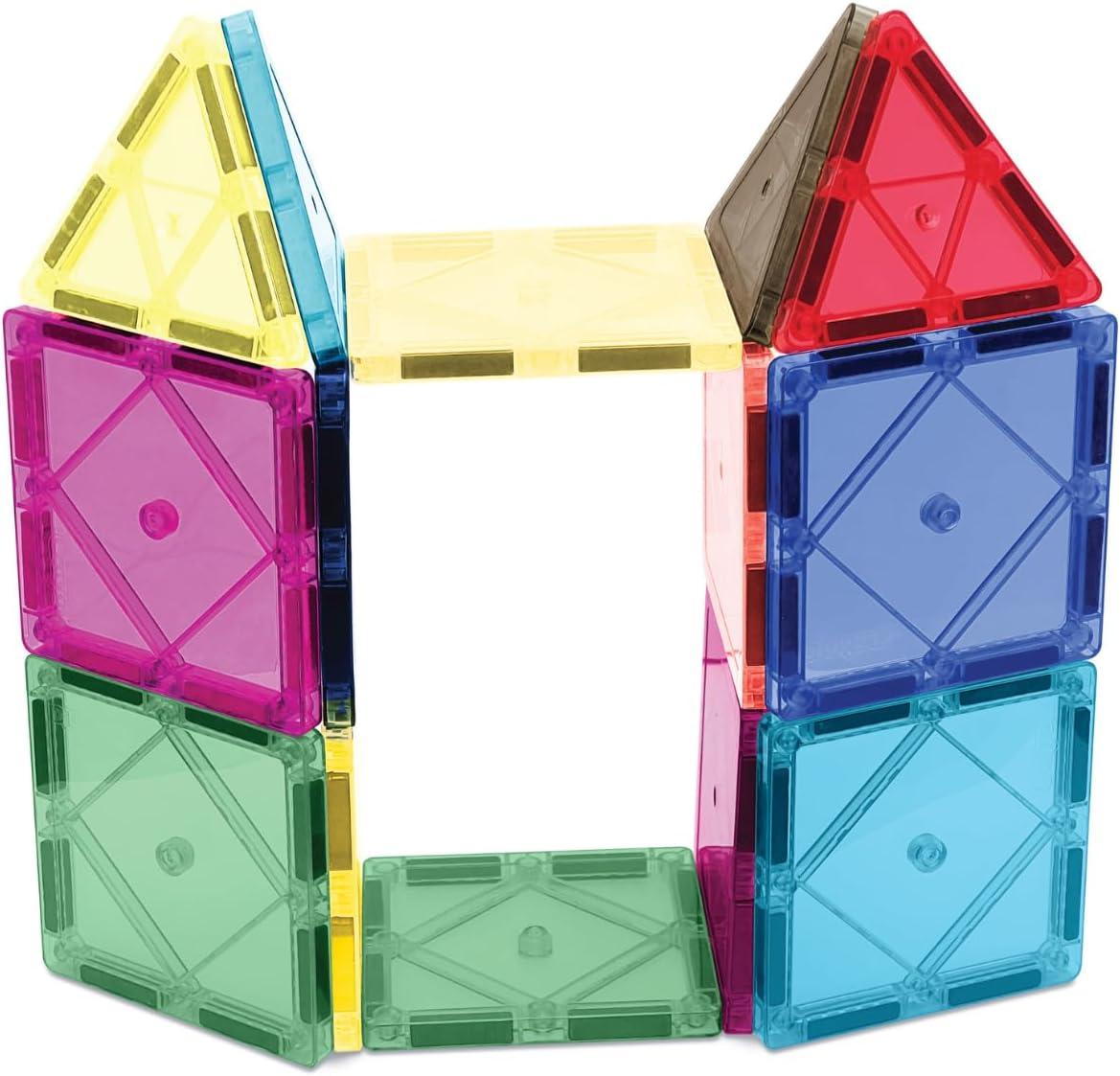 CreateOn Crayola Holiday Glitter Magnetic Tiles, Building Set for Kids, Magnetic Building Toys for Kids, STEM Travel Toys for Boys and Girls Ages 3+, 14-Piece Set (Holiday Glitter)(Retro)