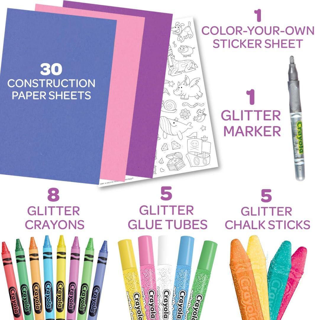 Crayola Neon Art Case (50+pcs), Holiday for Boys & Girls, Neon Paint, Markers & Crayons, Kids Glow in The Dark Art Set, Ages 5+(All That Glitter)