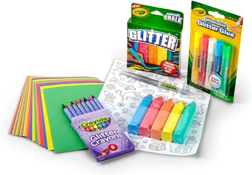 Crayola Neon Art Case (50+pcs), Holiday for Boys & Girls, Neon Paint, Markers & Crayons, Kids Glow in The Dark Art Set, Ages 5+(All That Glitter)
