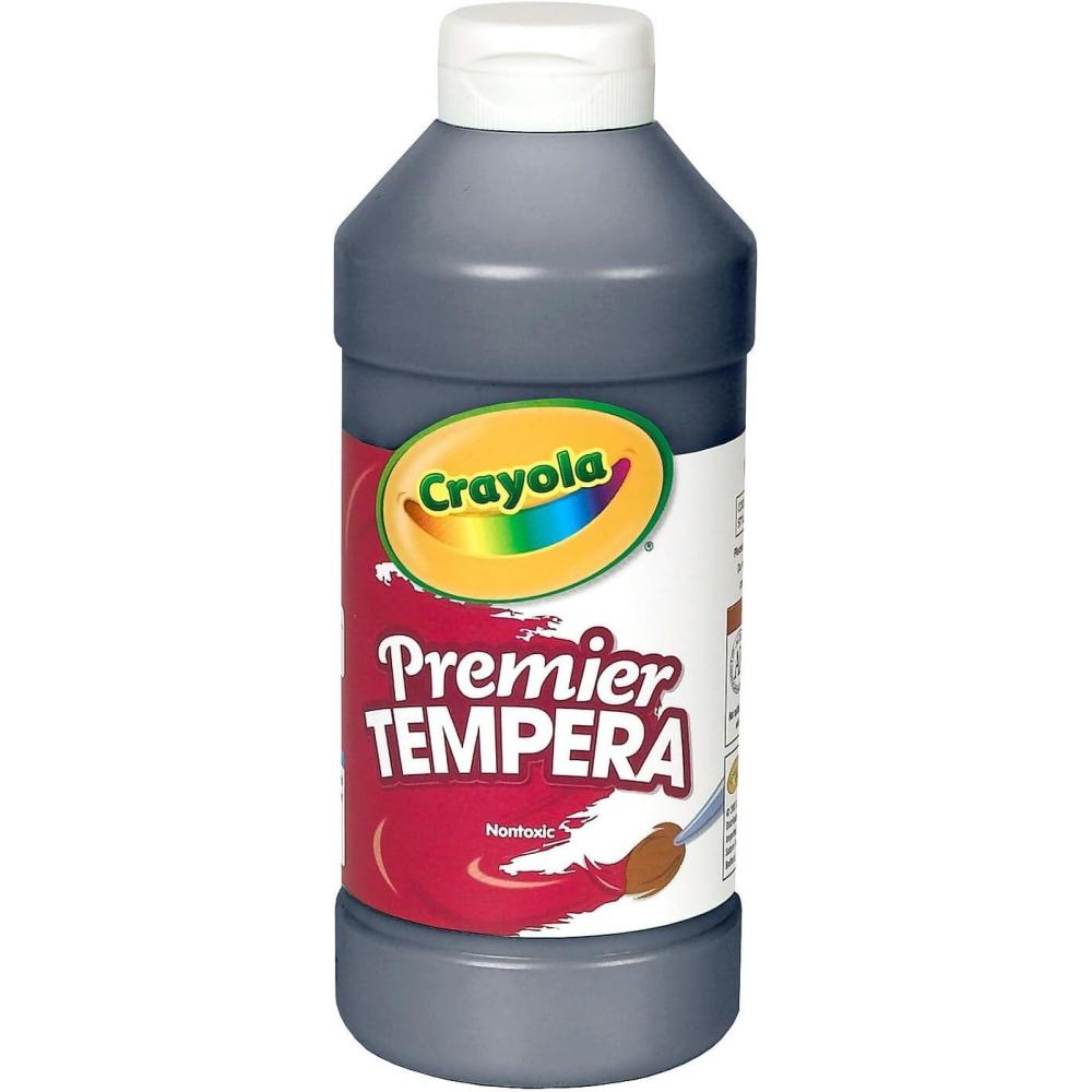 Crayola Premier Tempera Paint For Kids – Orange (16oz), Kids Classroom Supplies, Great For Arts & Crafts, Non Toxic, Easy Squeeze Bottle(Black)