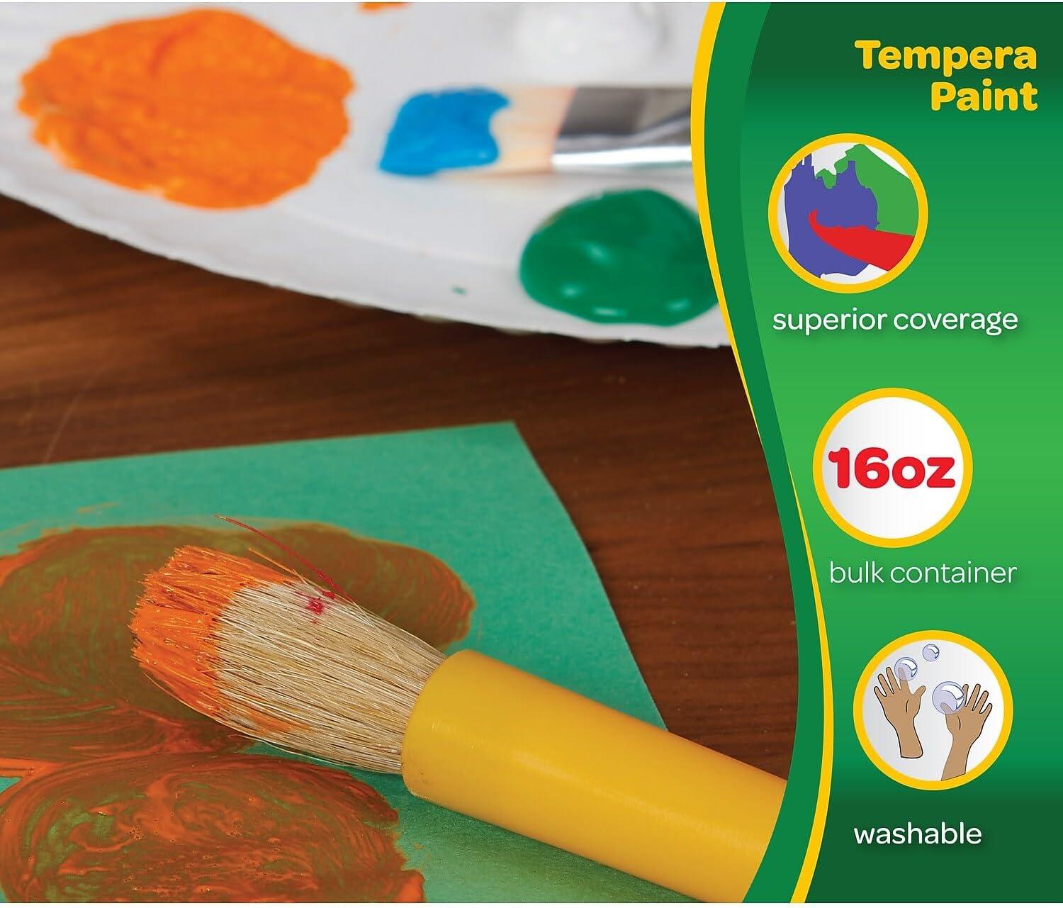 Crayola Premier Tempera Paint For Kids – Orange (16oz), Kids Classroom Supplies, Great For Arts & Crafts, Non Toxic, Easy Squeeze Bottle(Black)