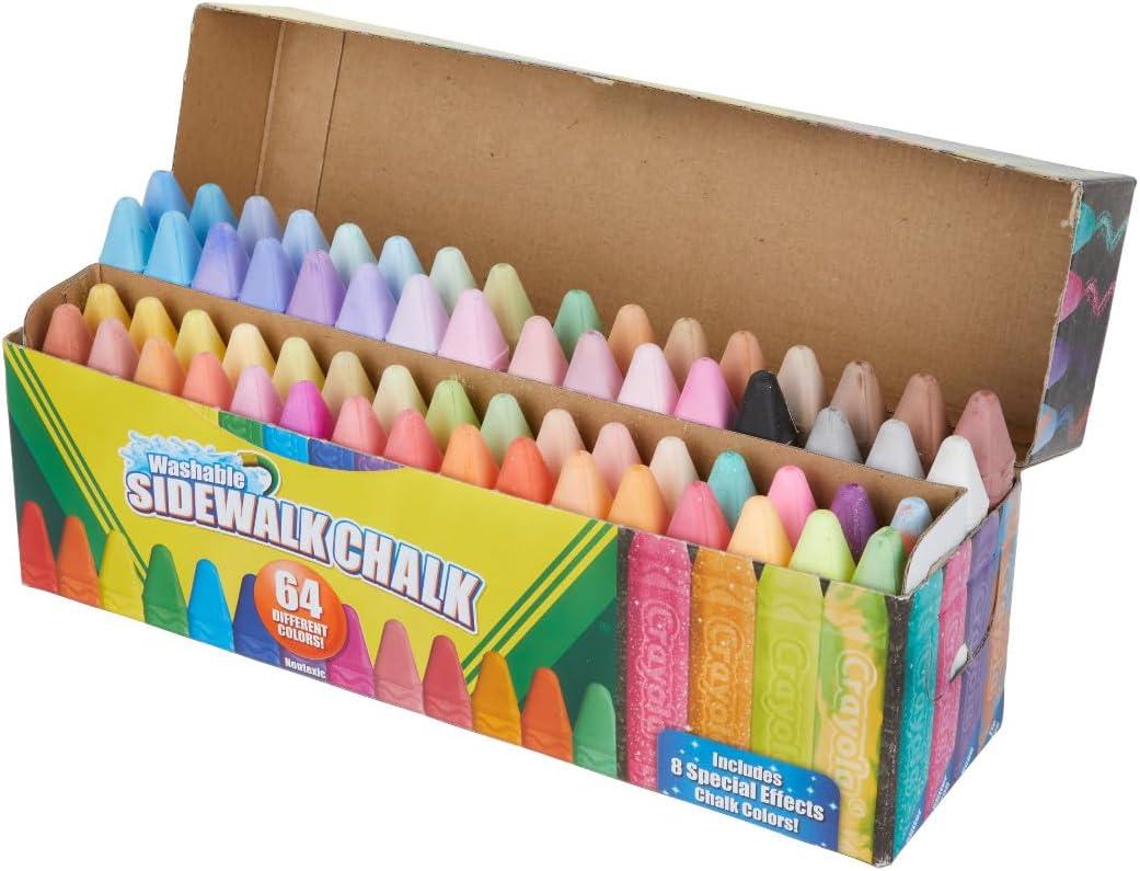 Crayola Ultimate Washable Chalk Collection (64ct), Bulk Outdoor Sidewalk Chalk for Kids, Anti-Roll Sticks, Outdoor Activities & Toys for Kids, Ages 3, 4, 5(Ultimate Collection (64ct))