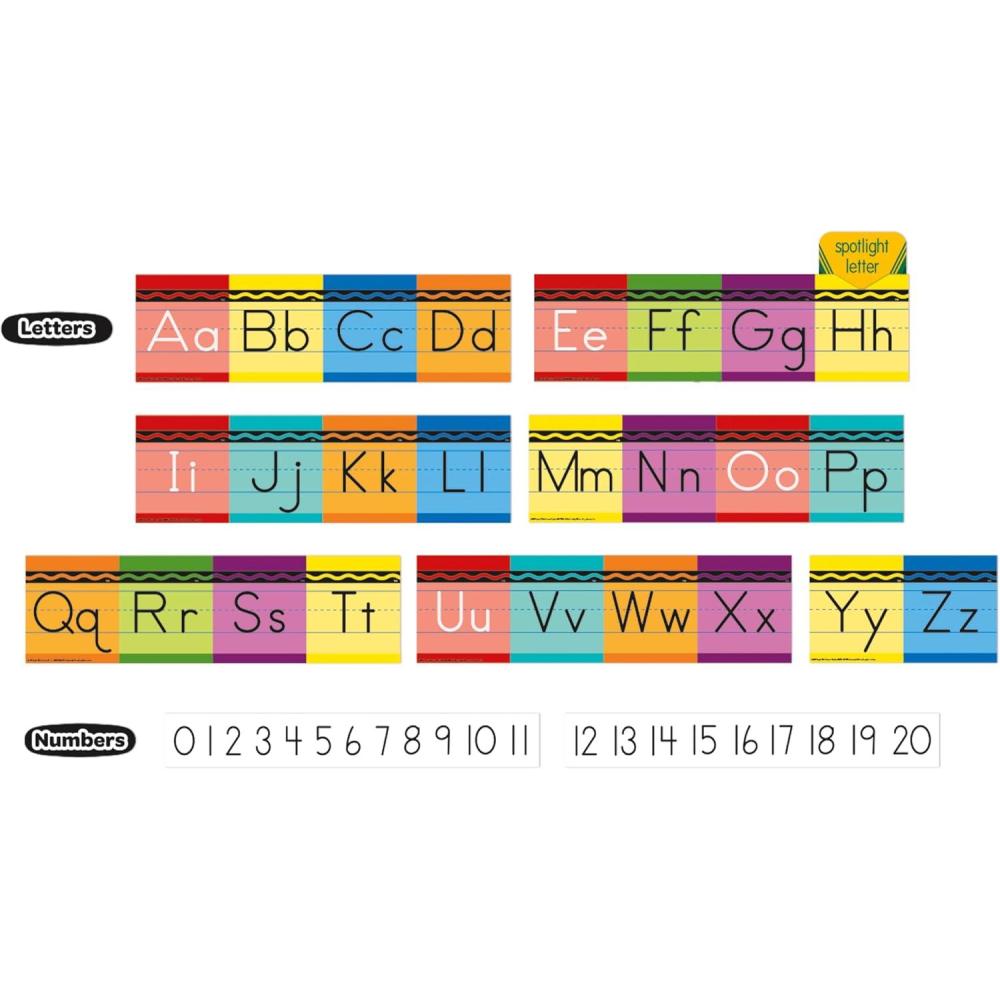 Eureka 847818 Crayola Crayons Mini Alphabet Bulletin Board Set for Teachers and Classrooms, Multicolor, 31pcs