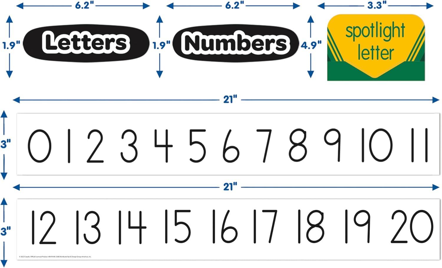 Eureka 847818 Crayola Crayons Mini Alphabet Bulletin Board Set for Teachers and Classrooms, Multicolor, 31pcs