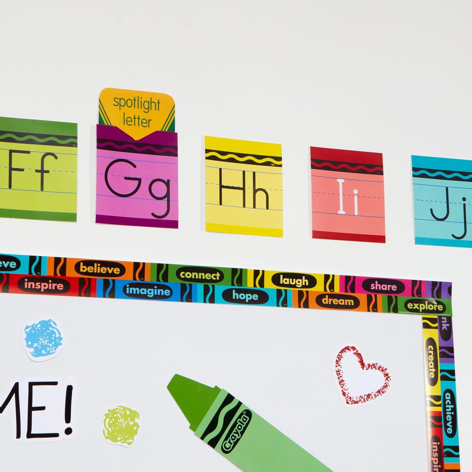 Eureka 847818 Crayola Crayons Mini Alphabet Bulletin Board Set for Teachers and Classrooms, Multicolor, 31pcs