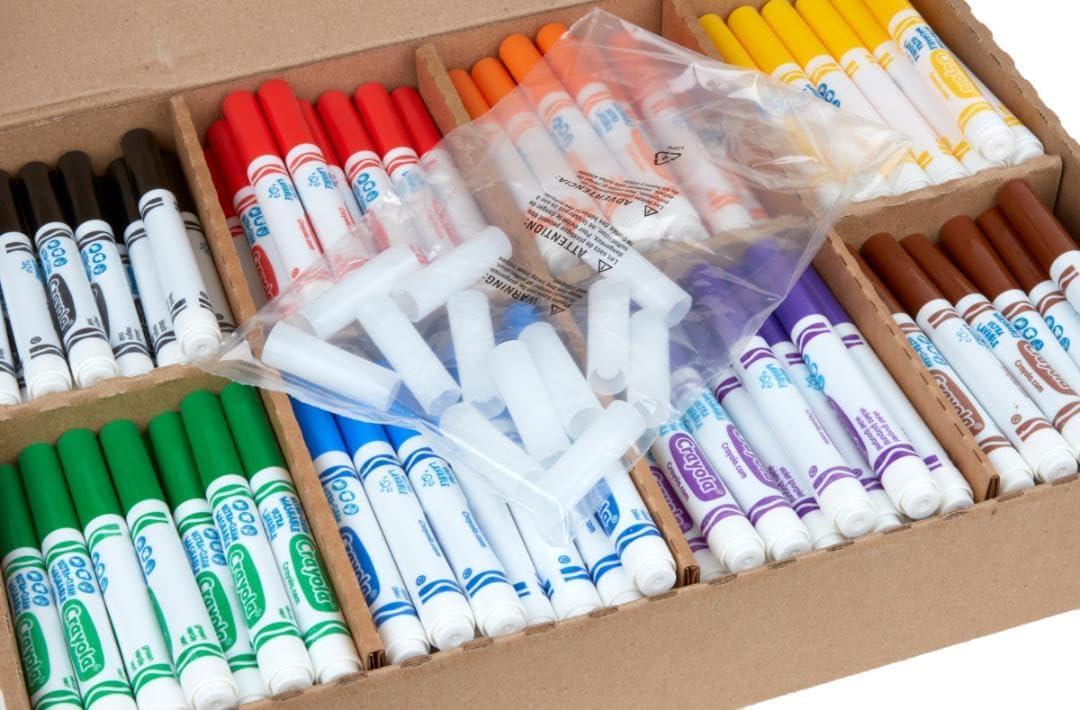 Crayola Ultra Clean Washable Markers Classpack (200ct), 10 Assorted Colors, Bulk Markers for Preschool, Kindergarten, Elementary Classrooms, Ages 3, 4, 5(Broad Line)