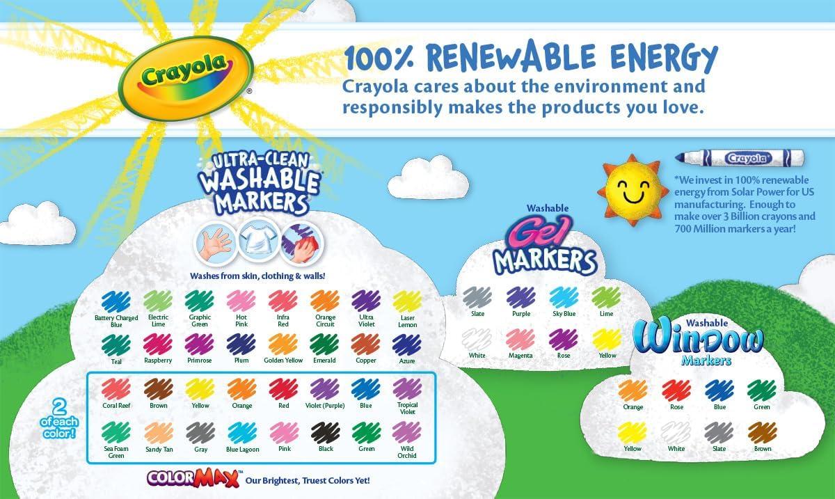 Crayola Washable Broad Line Marker Variety Set (64ct), Ultra-Clean, Window, & Gel FX Markers for Kids, Coloring Supplies for Arts & Crafts, Ages 3, 4, 5