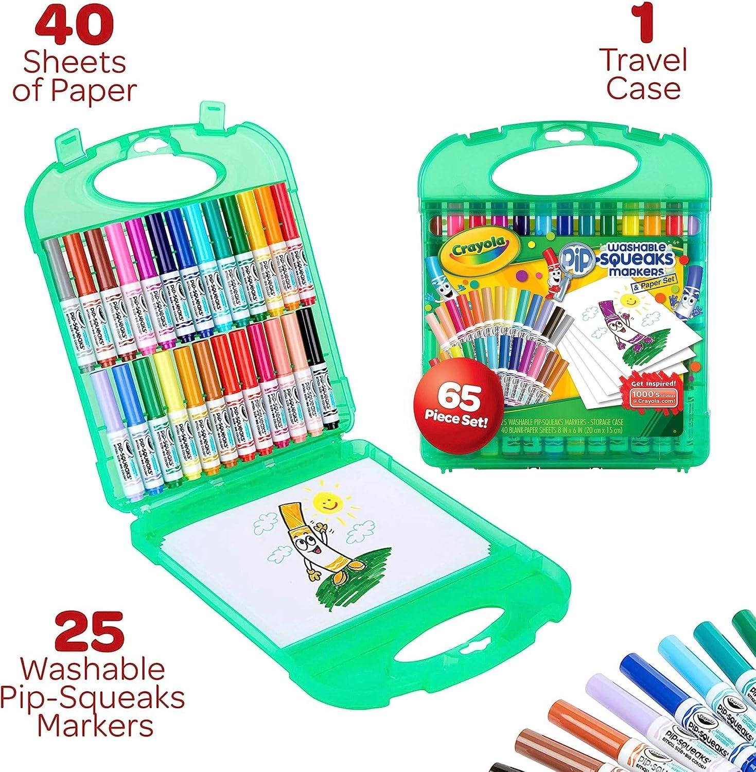 Crayola Pip-Squeaks Washable Marker Set (65ct), Holiday & Christmas Gifts for Kids, Coloring Set, Art Supplies for Kids, Drawing & Craft Kit, Travel Activity, 4+(Pip Squeak Markers)