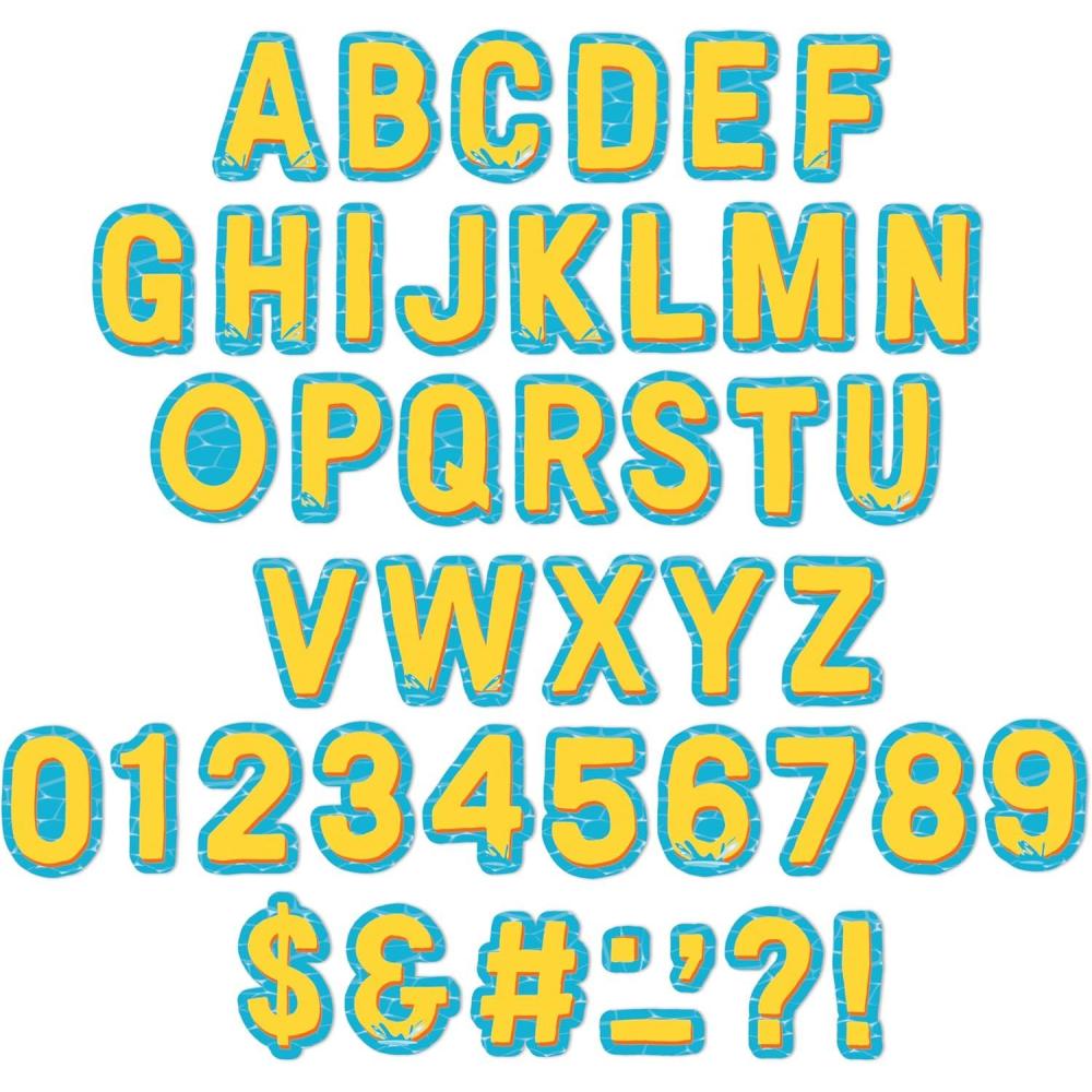 Eureka Crayola Letter, Number, Punctuation Mark, and Symbol Classroom Decorations for Teachers, 4″ H, 178 Pieces, Blue(Seas the Day)