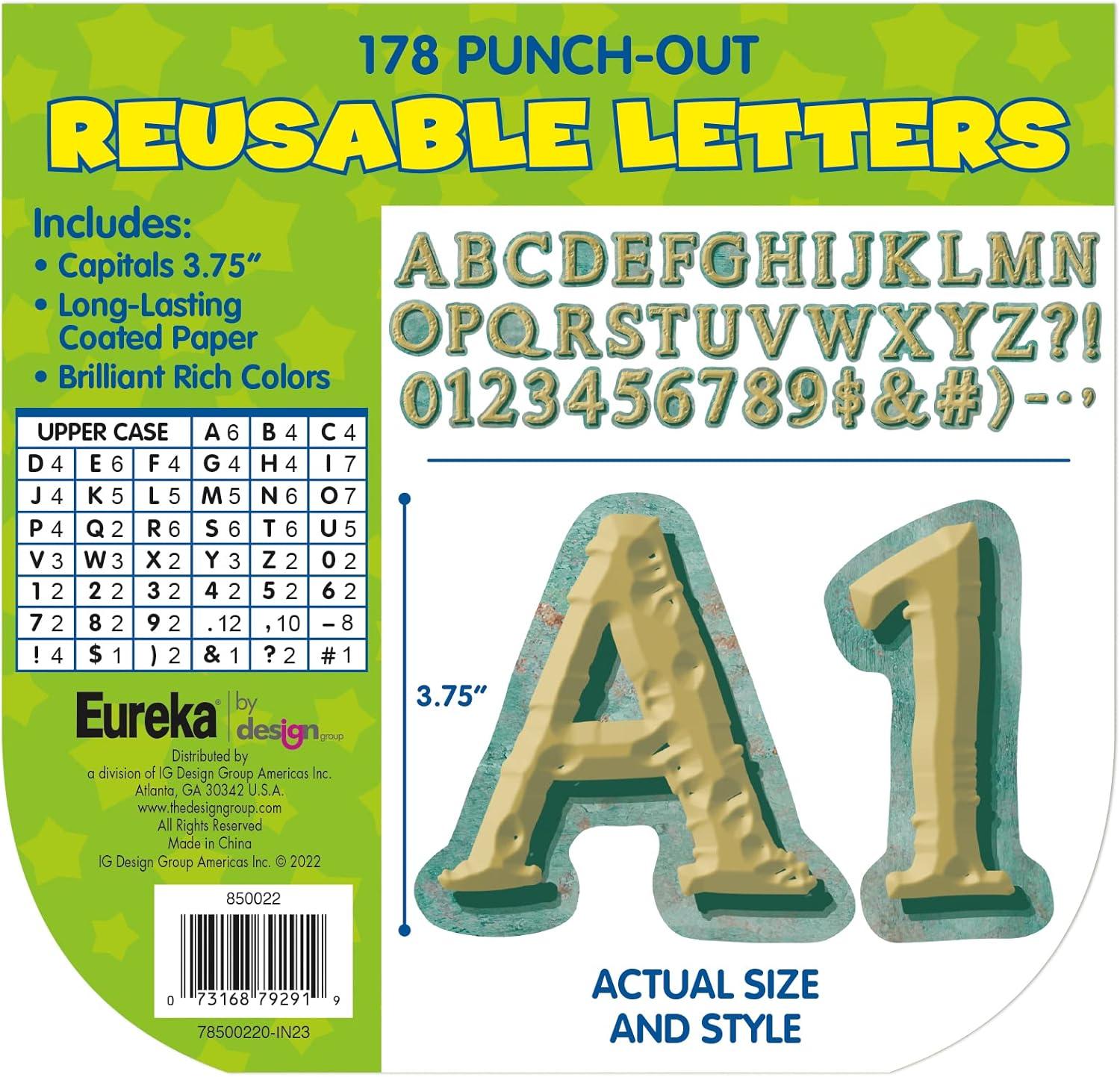 Eureka Crayola Letter, Number, Punctuation Mark, and Symbol Classroom Decorations for Teachers, 4″ H, 178 Pieces, Blue(Curiosity Garden)