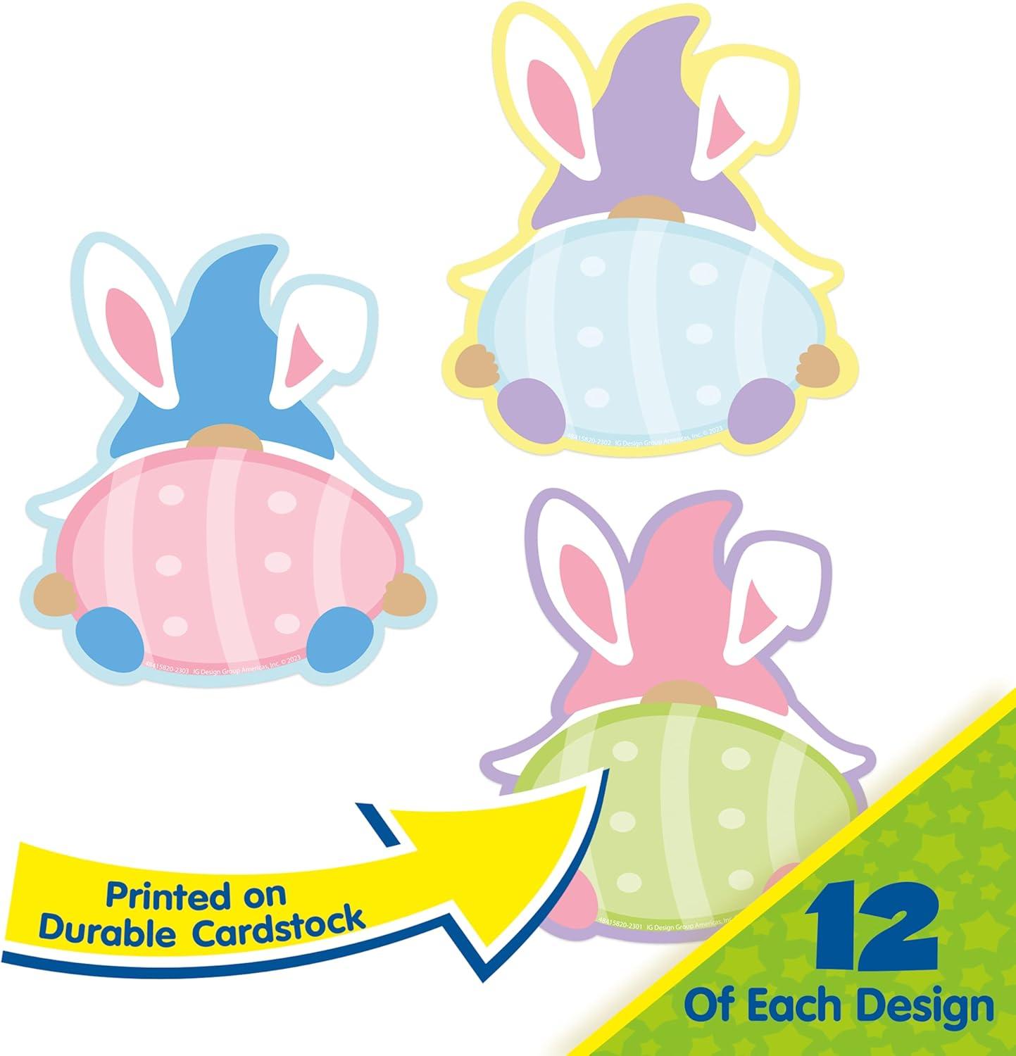 Eureka Crayola Crayons Paper Cut-Out Classroom Decorations for Teachers, 36 Pieces(Easter Gnomes)